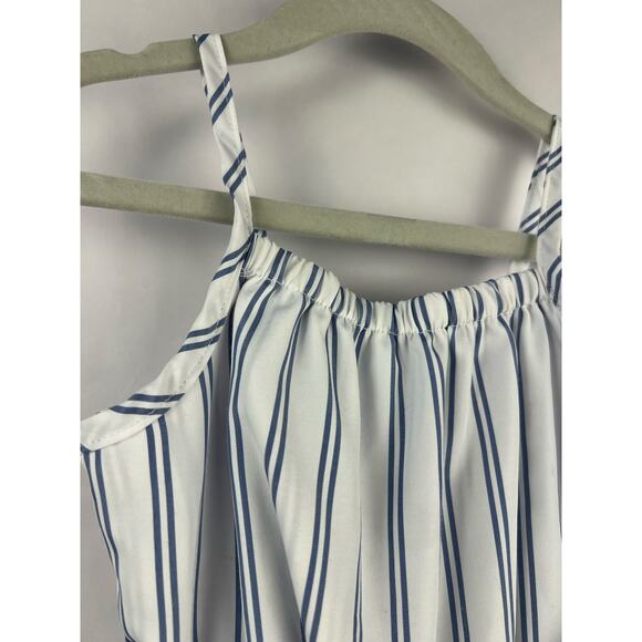 Habitual Girls Striped Bow Front Romper, Blue White, Polyester, Summer Tie Waist - Picture 3 of 14